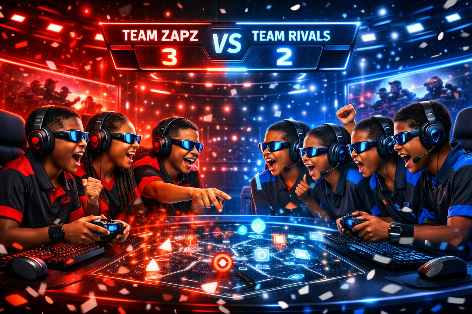 Kids learning esports strategy and teamwork