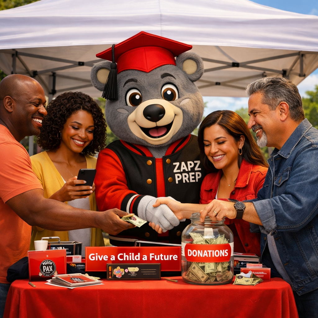 ZAPZ mascot and student