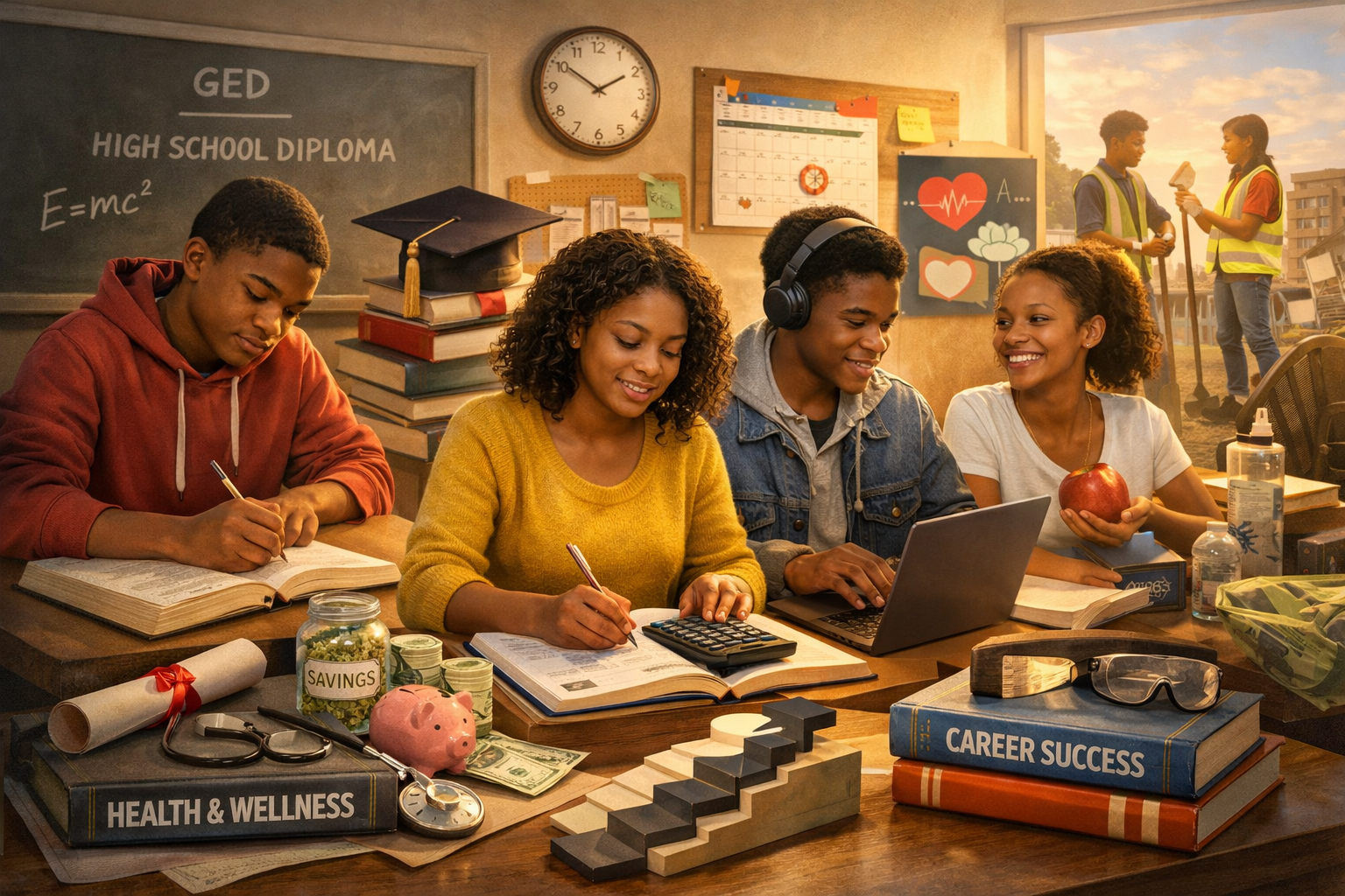 Young adults learning and growing